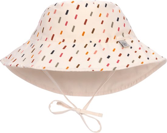Lässig - UV-Beschermende bucket hoed voor kinderen - Strepen - Offwhite/multi - maat L (50-51cm)