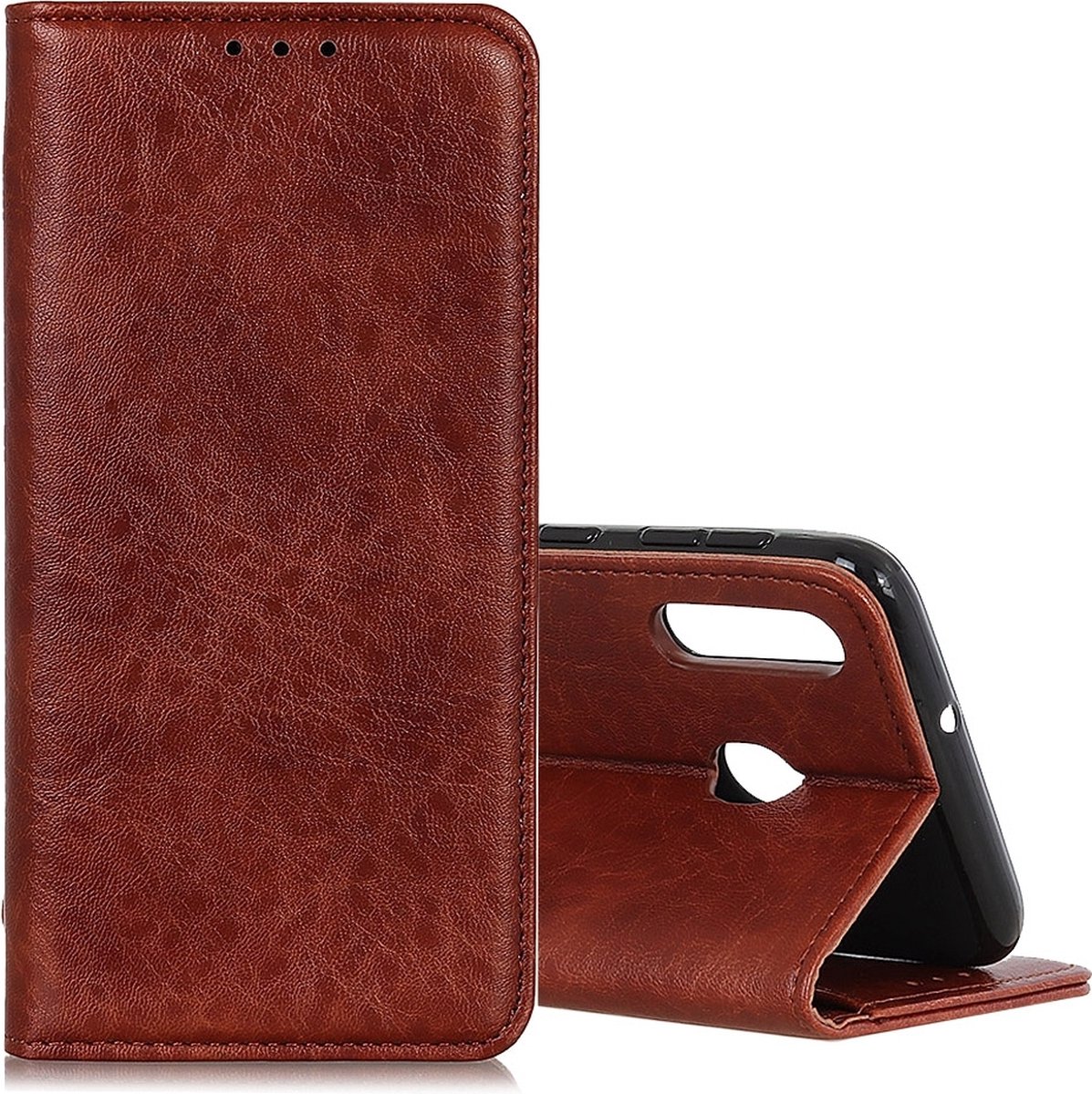 Mobigear Telefoonhoesje geschikt voor Samsung Galaxy A40 Hoesje | Mobigear Classic Elegance Bookcase Portemonnee | Pasjeshouder voor 2 Pasjes | Telefoonhoesje voor Pinpas / OV Kaart / Rijbewijs - Bruin