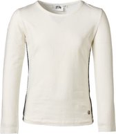 Meisjes shirt basic offwhite lange mouw  met marine accenten | Maat 140/ 10Y