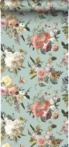 ESTAhome behang vintage bloemen vergrijsd groen - 139366 - 50 x 900 cm