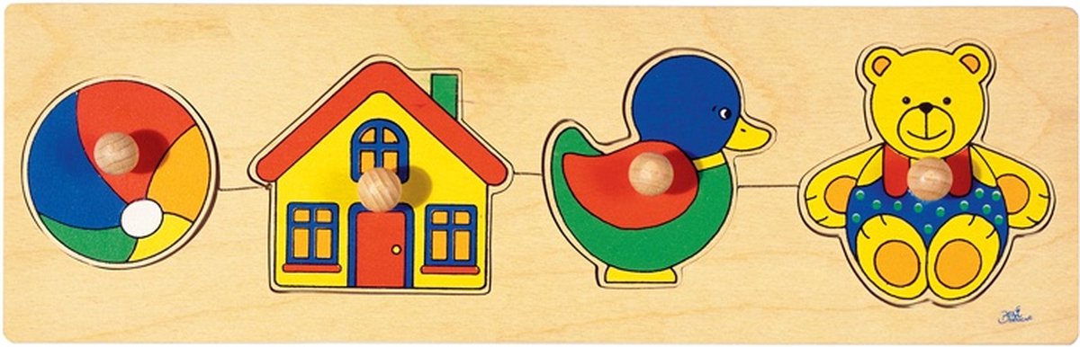 GOKI Steekpuzzel - Speelgoed - 4 Delen - 30X10X2,4Cm - Hout - 1 Jaar