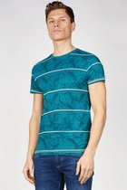 Gabbiano T-shirt T Shirt Met Subtiele Floral Allover Print 152579  Petrol Green 514 Mannen Maat - L