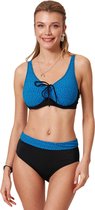 No Gossip Verstelbare bikiniset met beugel Hoge taille Blauw patroon Plus Size met borstkussen MULTICOLOR 46