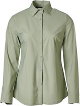 Dames blouse lange mouwen travelstof met klassieke kraag - pastel groen | Maat 2XL