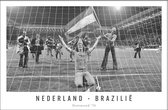 Walljar - Nederland - Brazilië '74 - Zwart wit poster met lijst