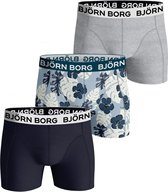 Björn Borg boxershorts Essential (3-pack) - heren boxers normale lengte - blauw - grijs en print -  Maat: S