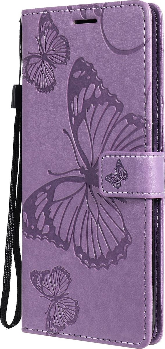 Mobigear Telefoonhoesje geschikt voor OPPO A53s Hoesje | Mobigear Butterfly Bookcase Portemonnee | Pasjeshouder voor 2 Pasjes | Telefoonhoesje voor Pinpas / OV Kaart / Rijbewijs - Paars