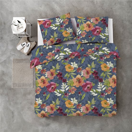 Byrklund Dekbedovertrek Flowering Peonies - 240x220 - 100% Katoen - Blauw van Merkloos — afbeelding 3