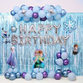 Yar - 72 Delig - Frozen Thema Verjaardag Decoratie Versiering  – Feestpakket met ballonnen - Taart decoratie - Slingers - Vlaggenlijn - Kinderfeestje Meisje - Kinderfeest -Themafeest - Elsa - Anna - Olaf