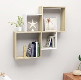 vidaXL Wandschap kubus 80x15x78.5 cm spaanplaat wit en sonoma eiken