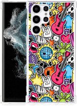 Telefoonhoesje Valbescherming Geschikt voor Samsung Galaxy S22 Ultra Telefoonhoesje met doorzichtige rand Punk Rock