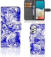 Book Style Case Geschikt voor Samsung Galaxy A73 5G Smartphone Hoesje Angel Skull Blue