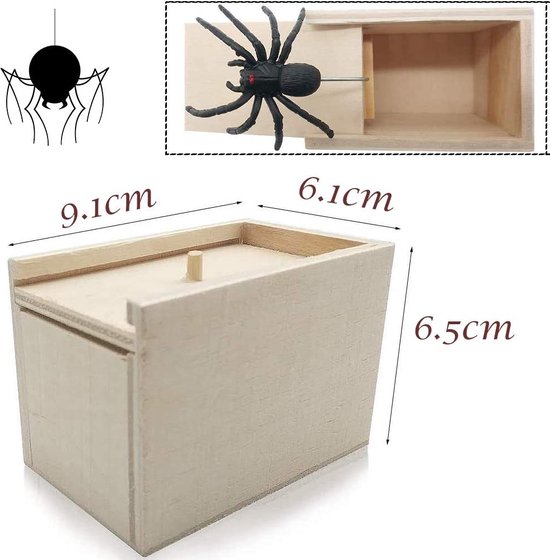 2 pièces Boîte en bois avec araignée farce - horreur surprise - boîte en  bois avec