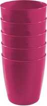 5x drinkbekers van kunststof 300 ml in het roze - Limonade bekers - Campingservies/picknickservies