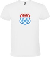 Wit T shirt met print van 'Route 66 in Rood en Blauw ' size XL