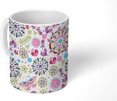 Mok - Koffiemok - Regenboog - Bloemen - Vlinder - Design - Mokken - 350 ML - Beker - Koffiemokken - Theemok