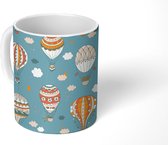 Mok - Koffiemok - Retro - Luchtballon - Pastel - Kinderen - Design - Mokken - 350 ML - Beker - Koffiemokken - Theemok