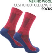 Norfolk - Wandelsokken - 2 Paar - 60% Merino wollen Sokken met Demping - Leonardo - Zwart-Magenta - 35-38
