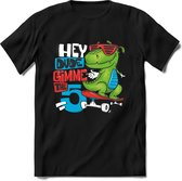 Dino Kinder T-Shirt Jongens / Meisjes  -  Leuk Dinosaurus Cadeau Shirt - grappige Spreuken, Zinnen en Teksten. Maat 146/152