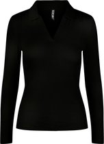 Pieces T-shirt Pctaya Ls Polo Top Bc 17124349 Black Dames Maat - XS