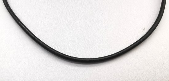 1+1 gratis - Echt leer - ketting - zwart - RVS stuiting. Stoer voor alle soort hangers. L 45 cm x D 3mm - Lili 41