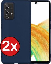 Samsung Galaxy A33 Hoesje Siliconen Case Cover - Samsung A33 Hoesje Cover Hoes Siliconen - Donker Blauw - 2 PACK