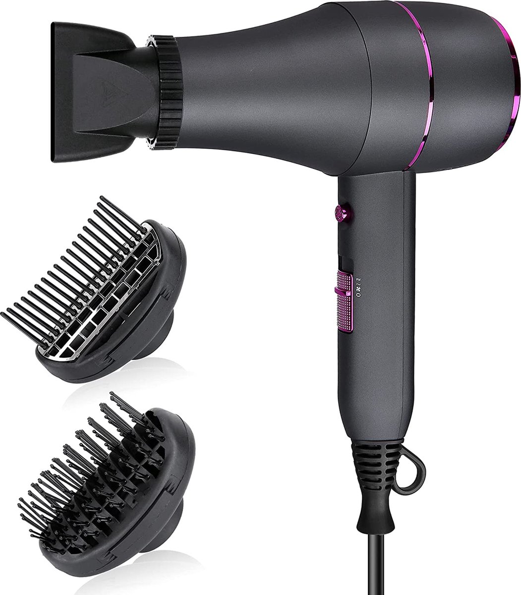 M 3808 Professionele Compacte Föhn 1800W Haardroger Met Volumizer Borstel Kam...