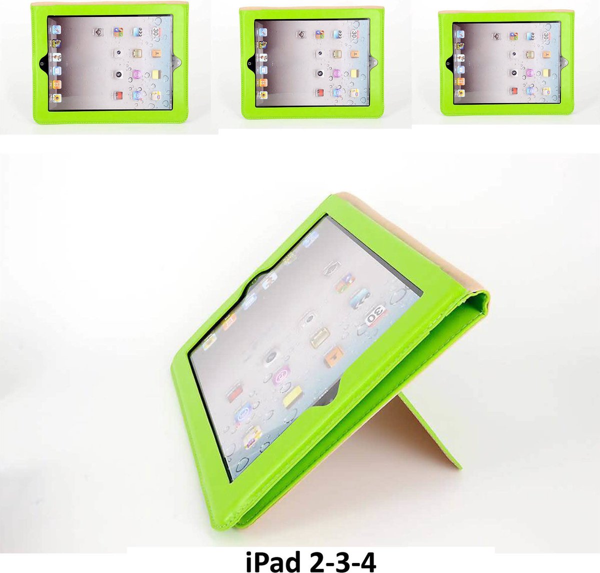 Apple iPad 2-3-4 Groen Smart Case - Book Case Tablethoes- 8719273107409