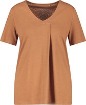 SAMOON Dames Basic shirt met stolpplooi van een linnenmix