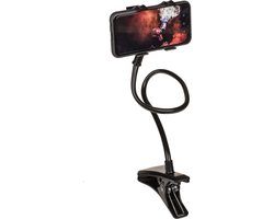Universele mobiele telefoon houder met klem - Handsfree - zwart - flexibele arm van 60 cm