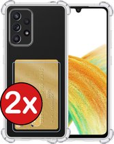 Samsung A33 Hoesje Met Pasjeshouder - Samsung Galaxy A33 Hoesje Transparant Shock Proof Case - Samsung A33 Hoesje Met Kaarthouder - 2 PACK