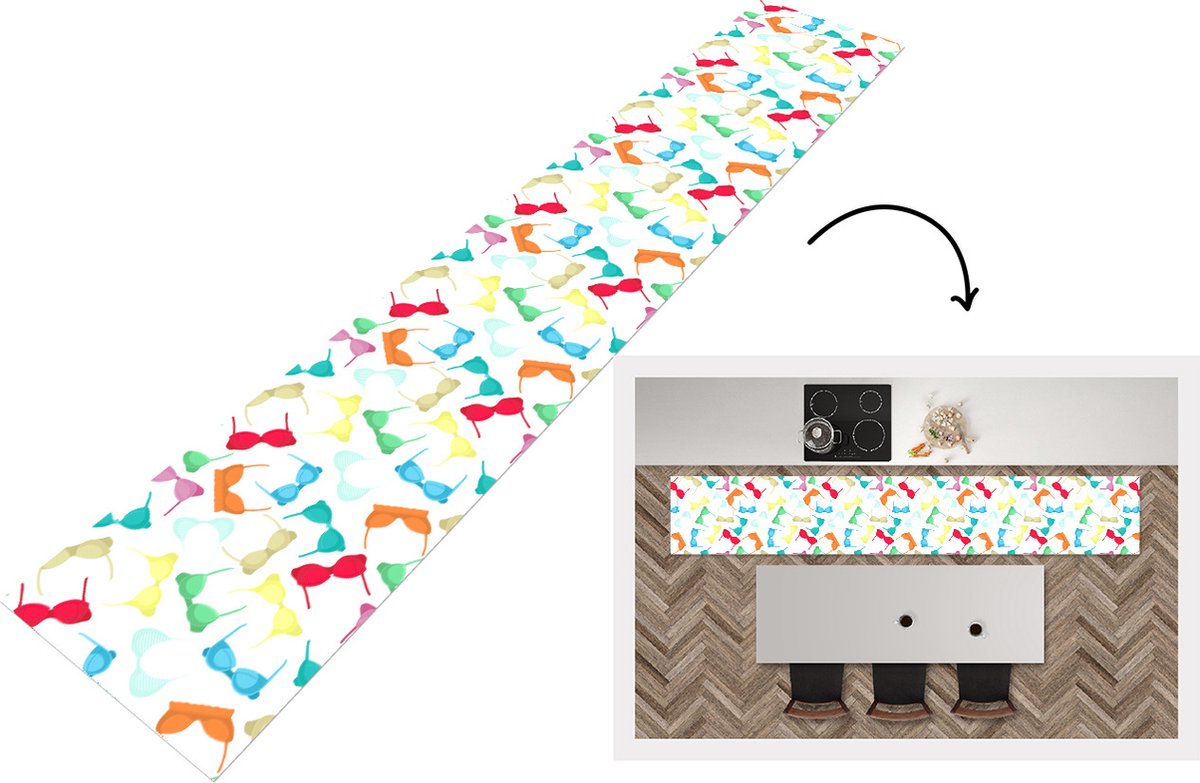 KitchenYeah Keukenloper - Keukenmat - Bh - Regenboog - Vrouwen - Patroon - Keuken vloerkleed Multicolor