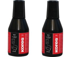 Kores Inkt - 2x - flesje navulling voor stempelkussens - zwart - 27 cm