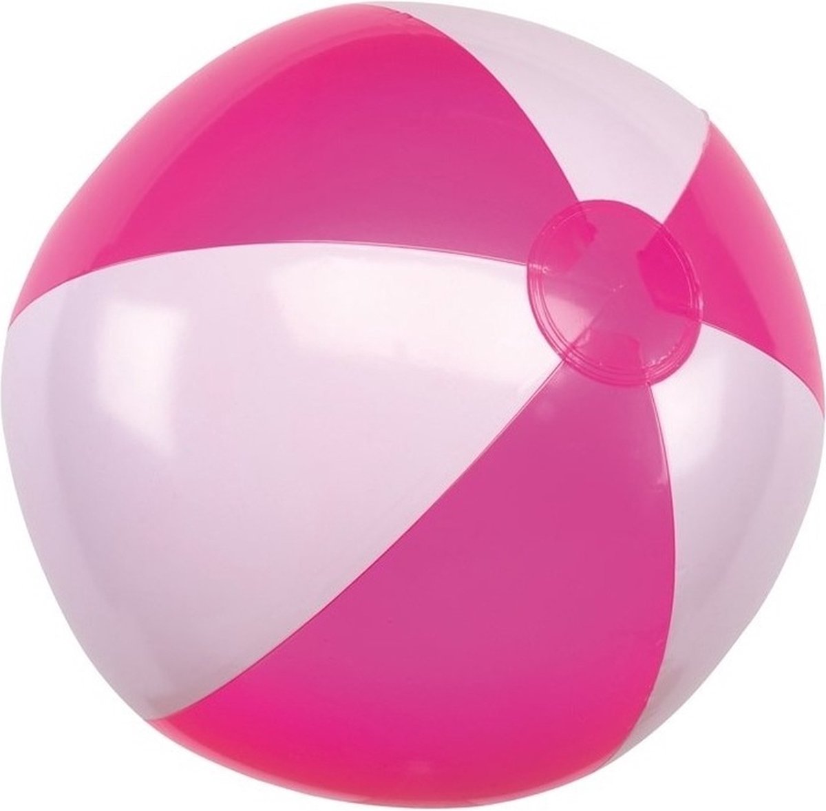 1x Opblaasbare strandbal roze/wit 28 cm speelgoed - Buitenspeelgoed strandballen - Opblaasballen - Waterspeelgoed