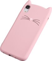 Peachy Schattige Kat Silicone iPhone XR hoesje - Roze Cat Case