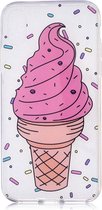 Peachy Roze ijsje iPhone X XS hoesje spikkels doorzichtig ice cream candy TPU case