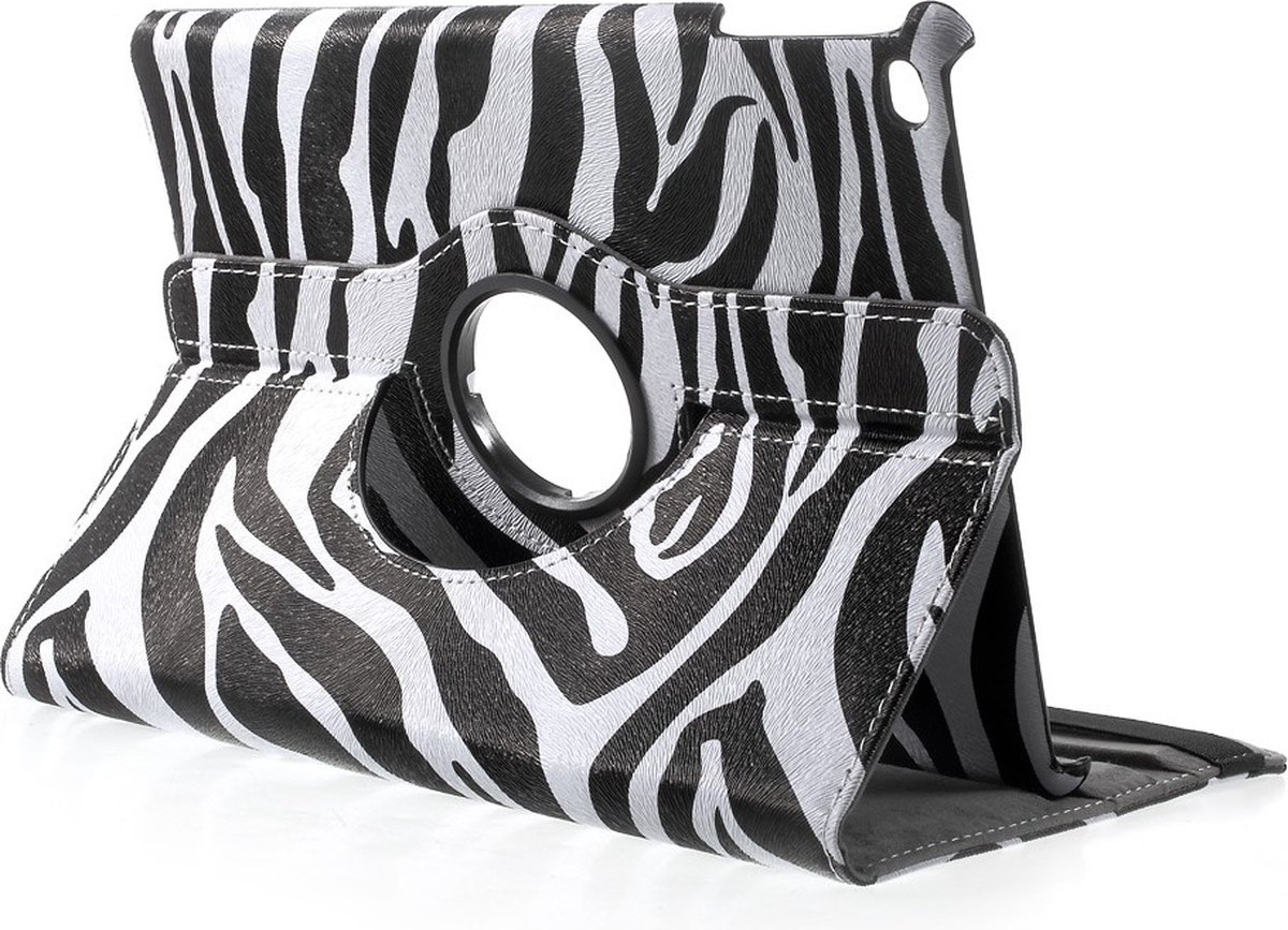 Peachy Zebra draaibare hoes standaard case geschikt voor iPad 2017 2018 - Zwart Wit