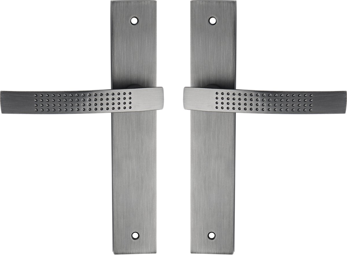 INSPIRE - 2 deurbeslag LOUNA - lange platenset zonder sleutelgat - hartafstand 195 mm - aluminium - donkergrijs mat