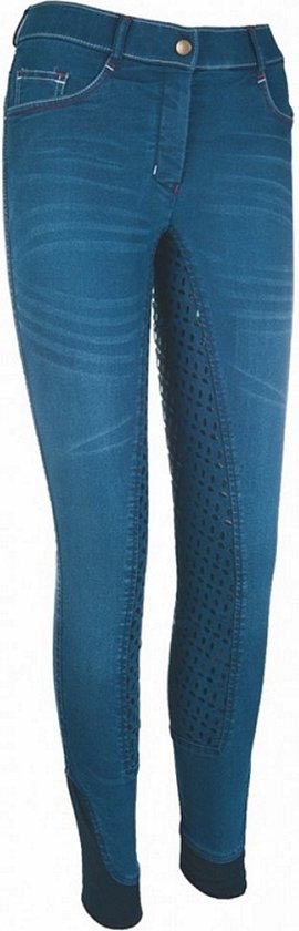 HKM Rijbroek Summer Denim Easy Siliconen zitvlak - maat 46 - jeansblue