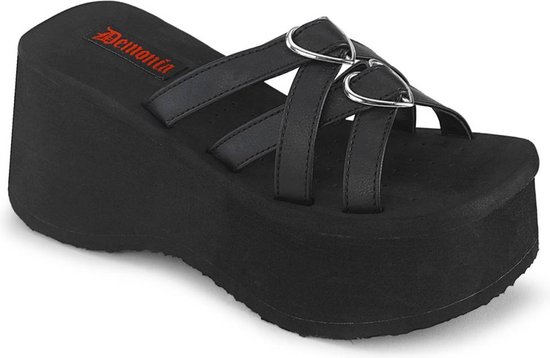 DemoniaCult - FUNN-15 Slippers - US 6 - 36 Shoes - Zwart