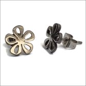 Zweerknopjes-oorbellen-open bloem-zilverkleurig-staal-10mm