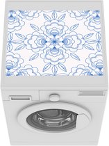 Wasmachine beschermer mat - Bloemen - Patronen - Blauw - Breedte 55 cm x hoogte 45 cm
