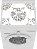 Wasmachine beschermer mat - Patroon - Uilen - Bloemen - Breedte 55 cm x hoogte 45 cm