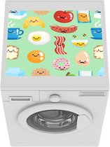 Wasmachine beschermer mat - Ontbijt - Groen - Patroon - Breedte 55 cm x hoogte 45 cm