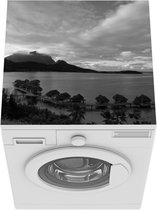 Wasmachine beschermer mat - Bora Bora - Zwart - Wit - Palmboom - Breedte 60 cm x hoogte 60 cm