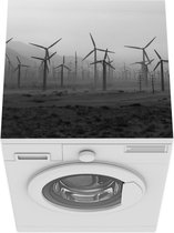 Wasmachine beschermer mat - Windmolen - Berg - Zwart - Wit - Breedte 60 cm x hoogte 60 cm