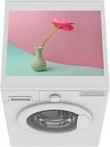 Wasmachine beschermer mat - Bloem - Roze - Vaas - Breedte 55 cm x hoogte 45 cm