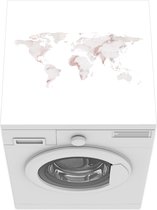 Wasmachine beschermer mat - Wereldkaart - Wit - Roze - Breedte 60 cm x hoogte 60 cm