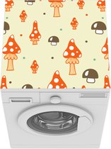 Wasmachine beschermer mat - Patronen - Paddestoel - Oranje - Breedte 60 cm x hoogte 60 cm