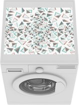 Wasmachine beschermer mat - Geometrisch - Figuren - Patroon - Blauw - Breedte 55 cm x hoogte 45 cm